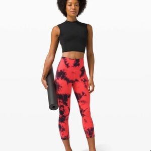 Lululemon Invigorate High-Rise Tight 25" color: Tie Dye Carnation Red Black